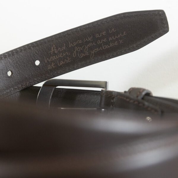 Personalised Brown Leather Belt & Gift Box with Engraved Message - Taylor Lomax