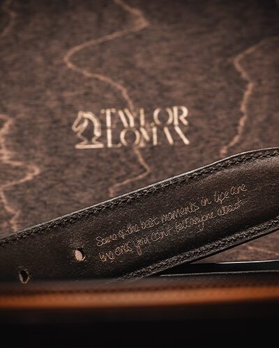 Personalised Tan Leather Belt & Gift Box with Engraved Message - Taylor Lomax